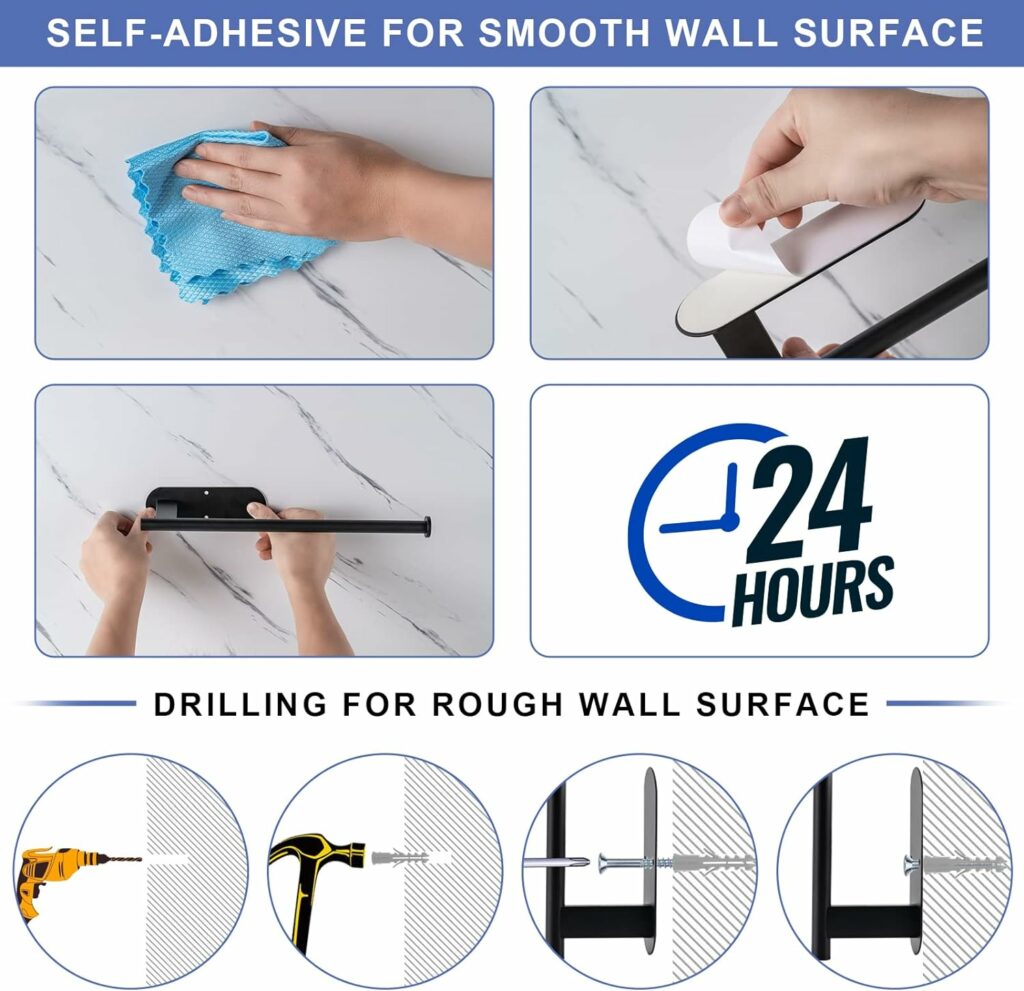 Honmein Paper Towel Holder, Upgrade SUS304 Stainless Steel Paper Towel Holder Under Cabinet, Bend-Resistant, Self-Adhesive or Drill mounting (Black) Honmein Paper Towel Holder, Upgrade SUS304 Stainless Steel Paper Towel Holder Under Cabinet, Bend-Resistant, Self-Adhesive or Drill mounting (Black)