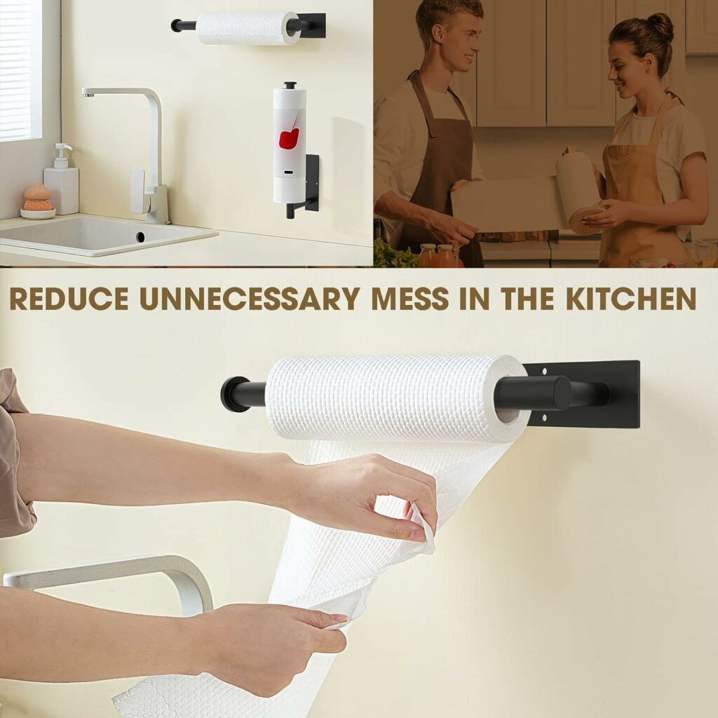 JDGOU Paper Towel Holder Self Adhesive or Drilling,Paper Towel Holder Under Cabinet,Paper Towel Holder Wall Mount Waterproof and Rustproof,Perfect Kitchen Organization for Kitchen,Sink,Bathroom Black JDGOU Paper Towel Holder Self Adhesive or Drilling,Paper Towel Holder Under Cabinet,Paper Towel Holder Wall Mount Waterproof and Rustproof,Perfect Kitchen Organization for Kitchen,Sink,Bathroom Black