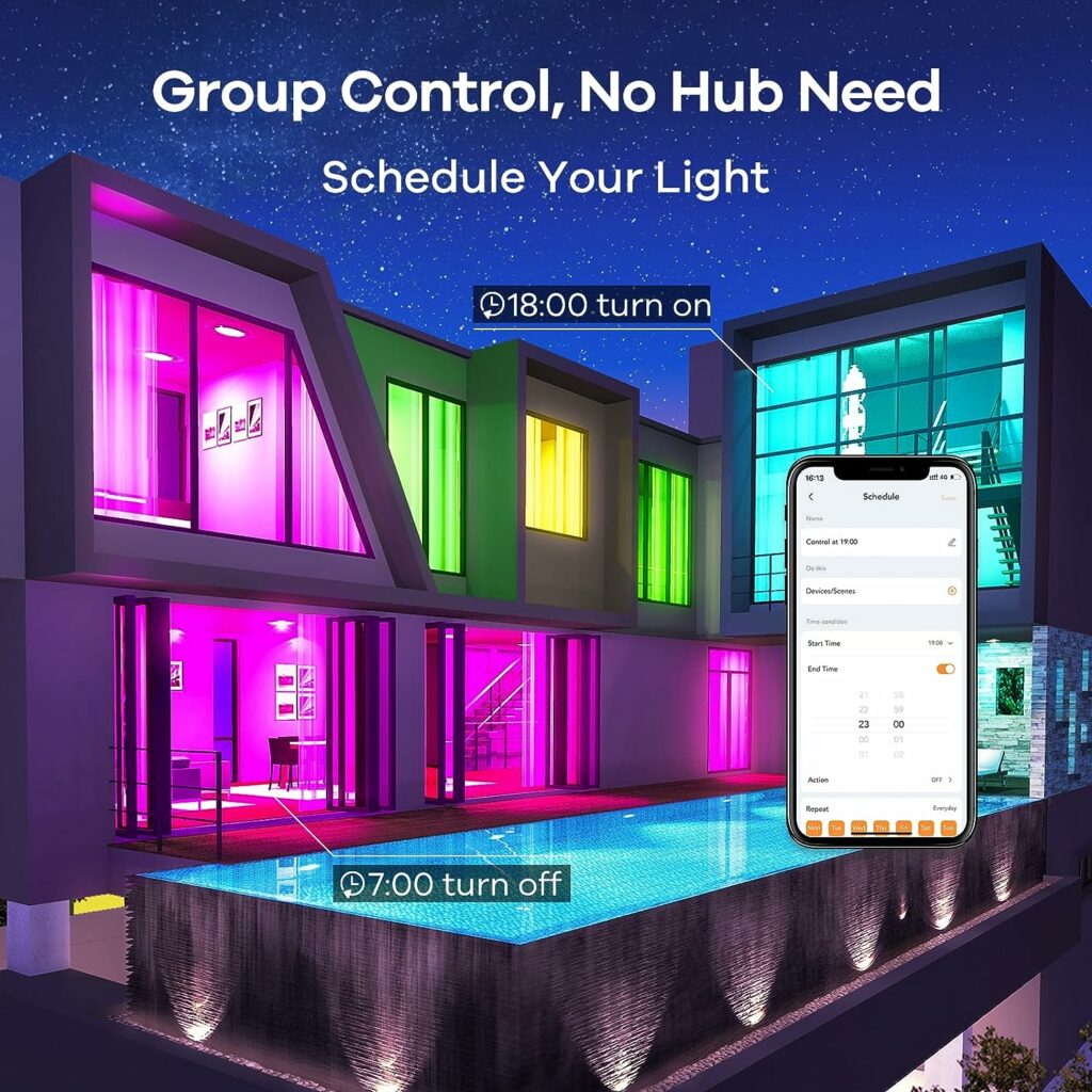 Linkind Smart Light Bulbs,Smart Bulb That Work with Alexa  Google Home,LED Light Bulbs Color Changing,A19 E26 2.4Ghz RGB WiFi Light Bulbs Dimmable 60W,800 Lumen,4 Pack