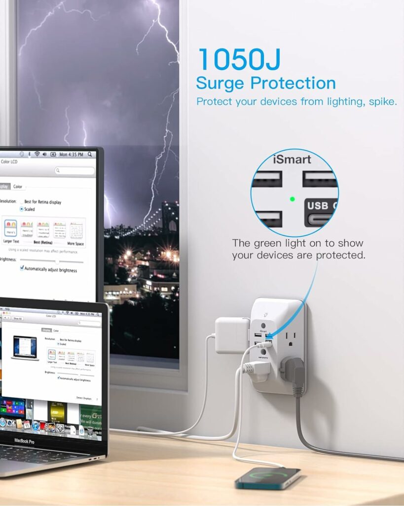 Outlet Extender with Night Light, Multi Plug Outlet, USB Wall Charger Surge Protector 4 USB Charging Port(1USB C), Power Strip Electrical Outlet Splitter Expander for Home Office Dorm Room ETL Listed Outlet Extender with Night Light, Multi Plug Outlet, USB Wall Charger Surge Protector 4 USB Charging Port(1USB C), Power Strip Electrical Outlet Splitter Expander for Home Office Dorm Room ETL Listed