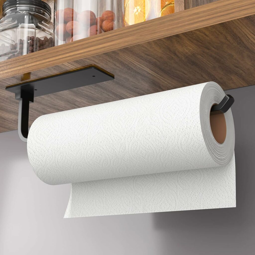Paper Towel Holder - Self-Adhesive or Drilling, Matte Black Paper Towel Rack Under Cabinet for Kitchen, Upgraded Aluminum Kitchen Roll Holder - Lighter but Stronger Than Stainless Steel! Paper Towel Holder - Self-Adhesive or Drilling, Matte Black Paper Towel Rack Under Cabinet for Kitchen, Upgraded Aluminum Kitchen Roll Holder - Lighter but Stronger Than Stainless Steel!