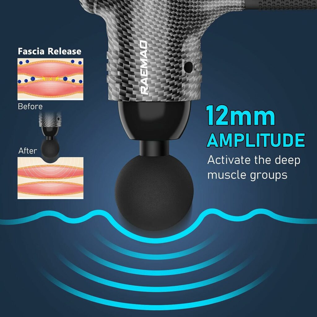 RAEMAO Massage Gun Deep Tissue, Back Massage Gun for Athletes for Pain Relief Attaching 8 PCS Specialized Replacement Heads, Percussion Massager with 10 Speeds  LED Screen, Carbon RAEMAO Massage Gun Deep Tissue, Back Massage Gun for Athletes for Pain Relief Attaching 8 PCS Specialized Replacement Heads, Percussion Massager with 10 Speeds  LED Screen, Carbon
