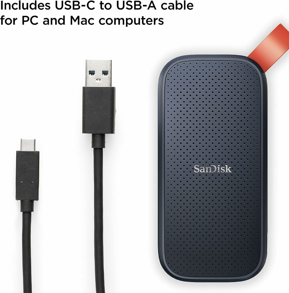 SanDisk 1TB Portable SSD - Up to 800MB/s, USB-C, USB 3.2 Gen 2, External Solid State Drive - SDSSDE30-1T00-G26 SanDisk 1TB Portable SSD - Up to 800MB/s, USB-C, USB 3.2 Gen 2, External Solid State Drive - SDSSDE30-1T00-G26