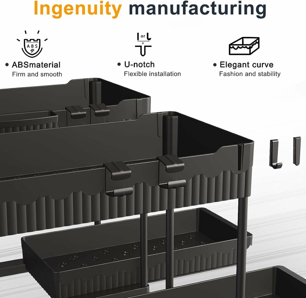 Sevenblue 2 Pack Under Sink Organizers and Storage, 2 Tier Sliding Bathroom organizer,Multi-Use Under Kitchen Cabinet Storage Shelf (Black 2Pack) Sevenblue 2 Pack Under Sink Organizers and Storage, 2 Tier Sliding Bathroom organizer,Multi-Use Under Kitchen Cabinet Storage Shelf (Black 2Pack)