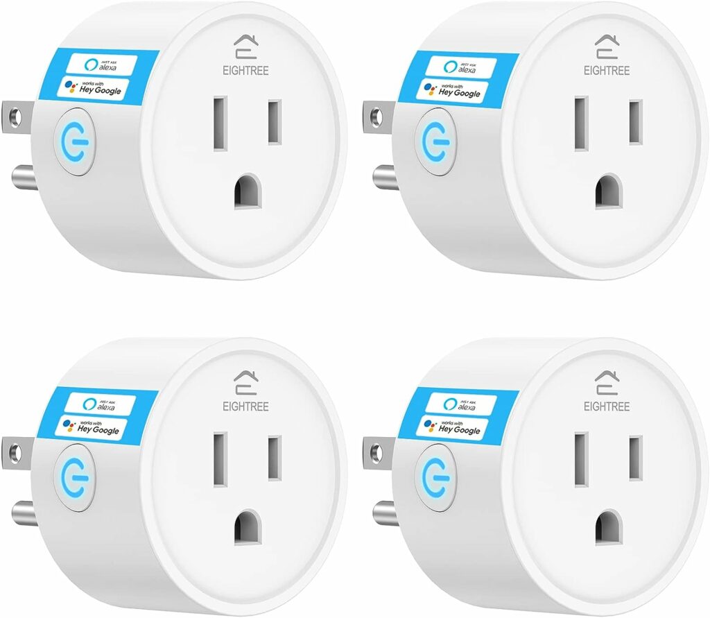 Smart Plug EIGHTREE, Alexa Smart Plugs That Work with Alexa and Google Home, Compatible with SmartThings, Smart Outlet with WiFi Remote Control and Timer Function, 2.4GHz Wi-Fi Only, 4Packs Smart Plug EIGHTREE, Alexa Smart Plugs That Work with Alexa and Google Home, Compatible with SmartThings, Smart Outlet with WiFi Remote Control and Timer Function, 2.4GHz Wi-Fi Only, 4Packs