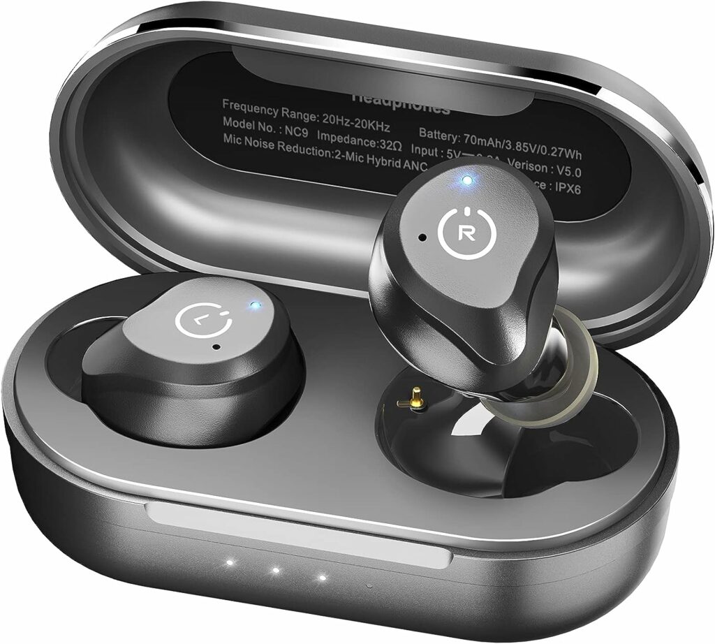 TOZO NC9 Hybrid Active Noise Cancelling Wireless Earbuds, in Ear Headphones IPX6 Waterproof Bluetooth 5.3 Stereo Earphones, Immersive Sound Premium Deep Bass Headset Matte Black TOZO NC9 Hybrid Active Noise Cancelling Wireless Earbuds, in Ear Headphones IPX6 Waterproof Bluetooth 5.3 Stereo Earphones, Immersive Sound Premium Deep Bass Headset Matte Black