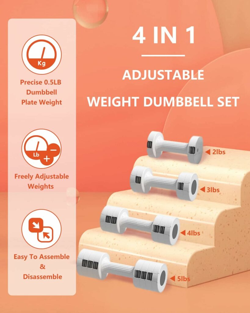 TRAKMAXI Adjustable Dumbbell Set of 2, Hand Weights Sets for Women, Fast Adjust Dumbbell Weight,6 In 1 Free Weights Barbells For Women Men Home Gym Workout Exercise Strength Training(5lbs each/10lbs Pair) TRAKMAXI Adjustable Dumbbell Set of 2, Hand Weights Sets for Women, Fast Adjust Dumbbell Weight,6 In 1 Free Weights Barbells For Women Men Home Gym Workout Exercise Strength Training(5lbs each/10lbs Pair)