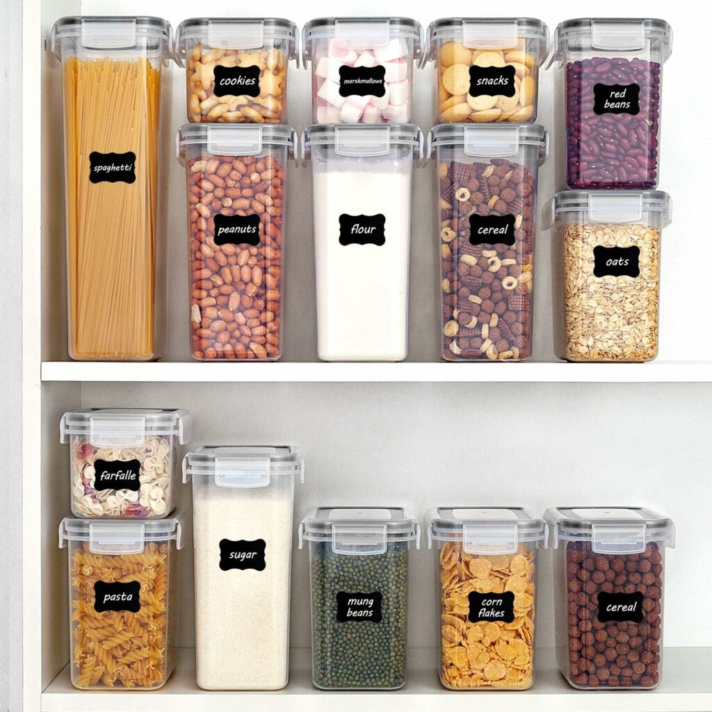 Vtopmart Airtight Food Storage Containers with Lids, 24 pcs Plastic Kitchen and Pantry Organization Canisters for Cereal, Dry Food, Flour and Sugar, BPA Free, Includes 24 Labels Vtopmart Airtight Food Storage Containers with Lids, 24 pcs Plastic Kitchen and Pantry Organization Canisters for Cereal, Dry Food, Flour and Sugar, BPA Free, Includes 24 Labels