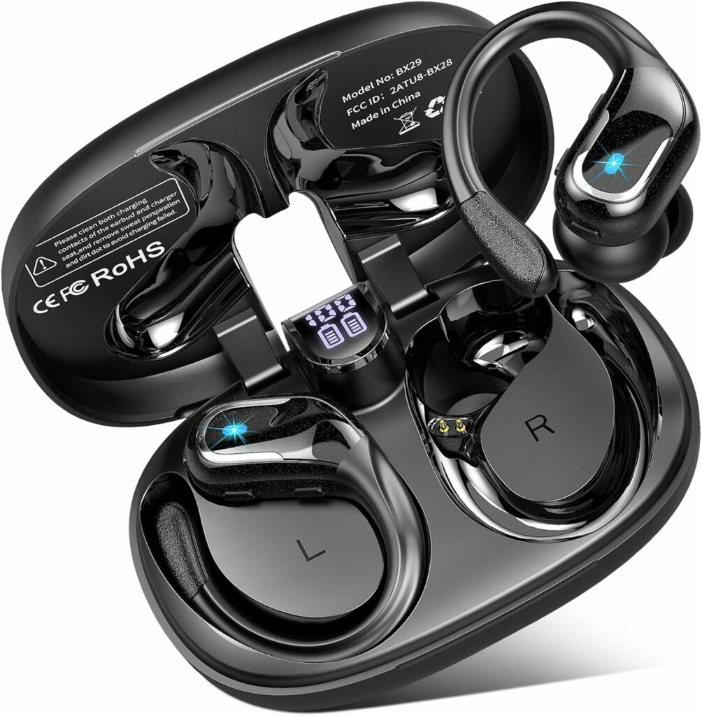 Wireless Earbud Sport, Bluetooth 5.3 Headphones with Noise Cancelling Mic, 90H HiFi Stereo Over Ear Bud with LED Display and USB-C, IP7 Waterproof Wireless Earphones, Button Control, for iOS/Android Wireless Earbud Sport, Bluetooth 5.3 Headphones with Noise Cancelling Mic, 90H HiFi Stereo Over Ear Bud with LED Display and USB-C, IP7 Waterproof Wireless Earphones, Button Control, for iOS/Android