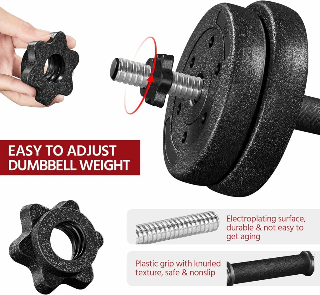 Yaheetech Dumbbells Weight Set 33LB/44LB/55LB/66LB, Adjustable Dumbbell Weights Exercise  Fitness Equipment w/ 4 Spinlock Collars  2 Connector Options for Women  Men Gym Home Strength Bodybuilding Training Yaheetech Dumbbells Weight Set 33LB/44LB/55LB/66LB, Adjustable Dumbbell Weights Exercise  Fitness Equipment w/ 4 Spinlock Collars  2 Connector Options for Women  Men Gym Home Strength Bodybuilding Training