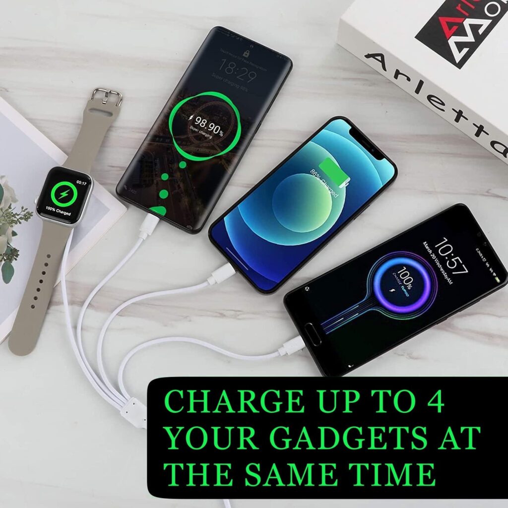 4 in 1 Watch  Phone Charger Cable, Multi USB Charging Cable - Type C Cable, Fast Magnetic, Charging Cord Compatible with Apple Watch, iPhone, Galaxy, Pixel, Android, Watch, Pods  More / 3.3ft 4 in 1 Watch  Phone Charger Cable, Multi USB Charging Cable - Type C Cable, Fast Magnetic, Charging Cord Compatible with Apple Watch, iPhone, Galaxy, Pixel, Android, Watch, Pods  More / 3.3ft