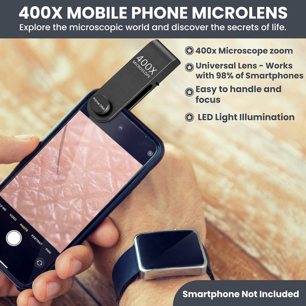 400x Pocket Microscope for Kids-Adults with LED Light. Compatible with 98 Percent of Mobile Phones. This Digital Mini Microscope for Phone is one of The Cool Tech Gadgets of 2023 - Watch Video 400x Pocket Microscope for Kids-Adults with LED Light. Compatible with 98 Percent of Mobile Phones. This Digital Mini Microscope for Phone is one of The Cool Tech Gadgets of 2023 - Watch Video