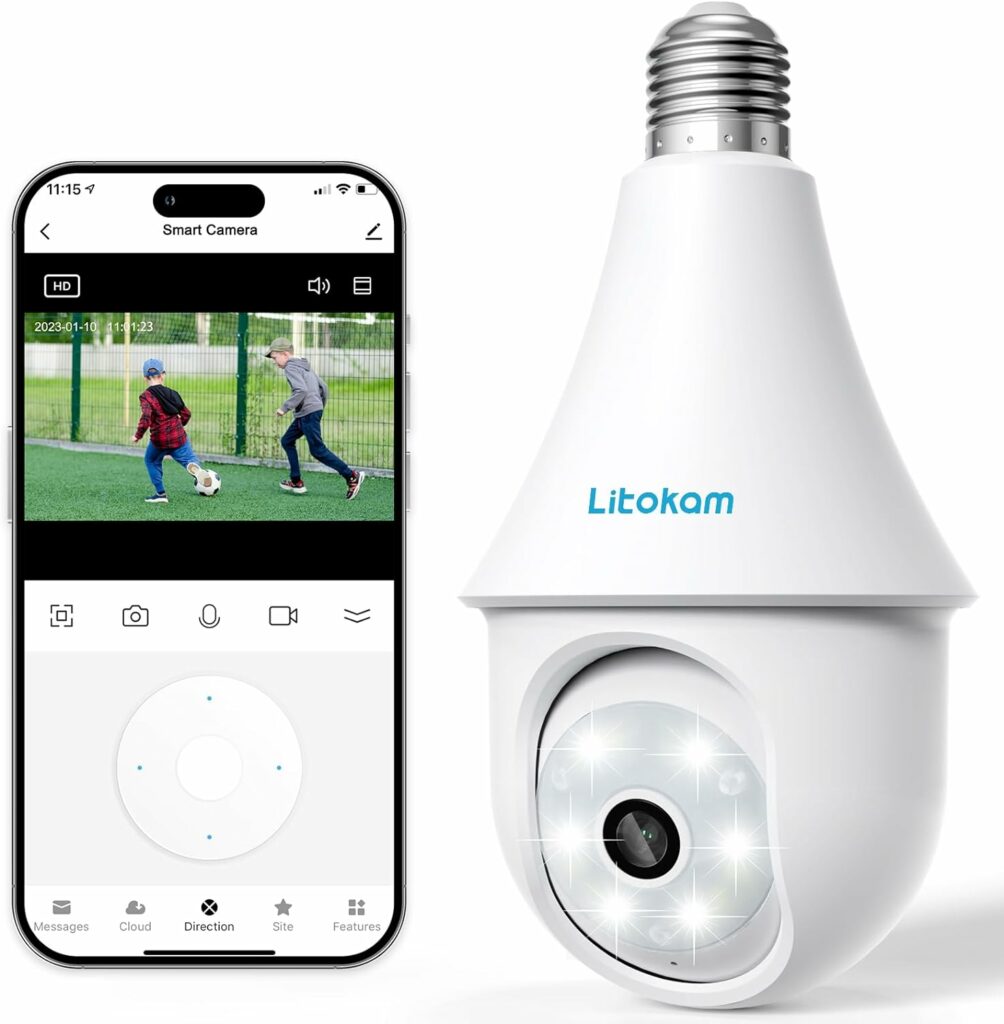4MP Light Bulb Security Camera 2.4G, litokam 2.5K Security Camera Wireless Outdoor/Indoor, 360° WiFi Security Camera for Home with Color Night Version, AI Motion Detection, No Monthly Fee, 2 Way Audio 4MP Light Bulb Security Camera 2.4G, litokam 2.5K Security Camera Wireless Outdoor/Indoor, 360° WiFi Security Camera for Home with Color Night Version, AI Motion Detection, No Monthly Fee, 2 Way Audio