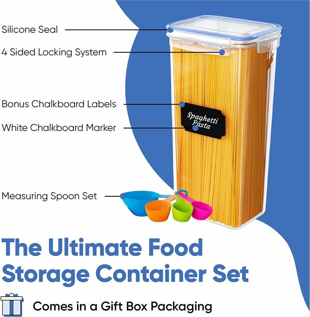 Airtight Food Storage Container Set - 24 Piece, Kitchen  Pantry Organization, BPA-Free, Plastic Canisters with Durable Lids Ideal for Cereal, Flour  Sugar - Labels, Marker  Spoon Set Airtight Food Storage Container Set - 24 Piece, Kitchen  Pantry Organization, BPA-Free, Plastic Canisters with Durable Lids Ideal for Cereal, Flour  Sugar - Labels, Marker  Spoon Set