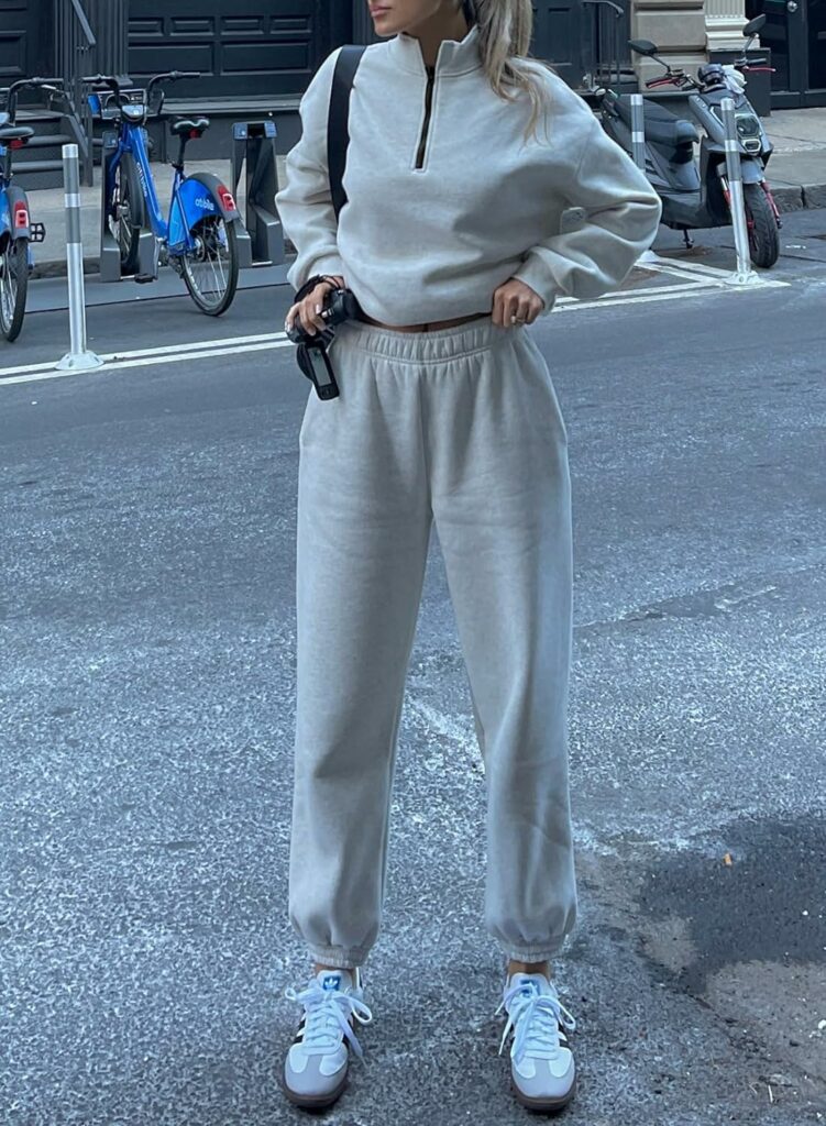 Aleumdr Women 2 Piece Outfits Sweatsuit Oversized Half Zip Pullover Long Sleeve Sweatshirt Jogger Pants Set with Pockets Aleumdr Women 2 Piece Outfits Sweatsuit Oversized Half Zip Pullover Long Sleeve Sweatshirt Jogger Pants Set with Pockets