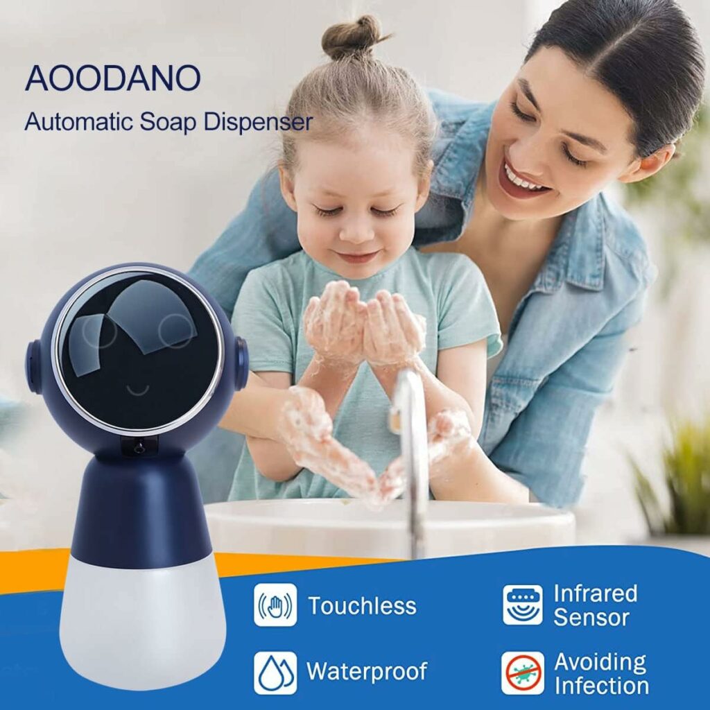 AOODANO Starry Man Soap Dispenser, Automatic Soap Dispenser for Bathroom Touchless Foaming Hand Soap Dispenser for Kitchen (Navy Blue) AOODANO Starry Man Soap Dispenser, Automatic Soap Dispenser for Bathroom Touchless Foaming Hand Soap Dispenser for Kitchen (Navy Blue)