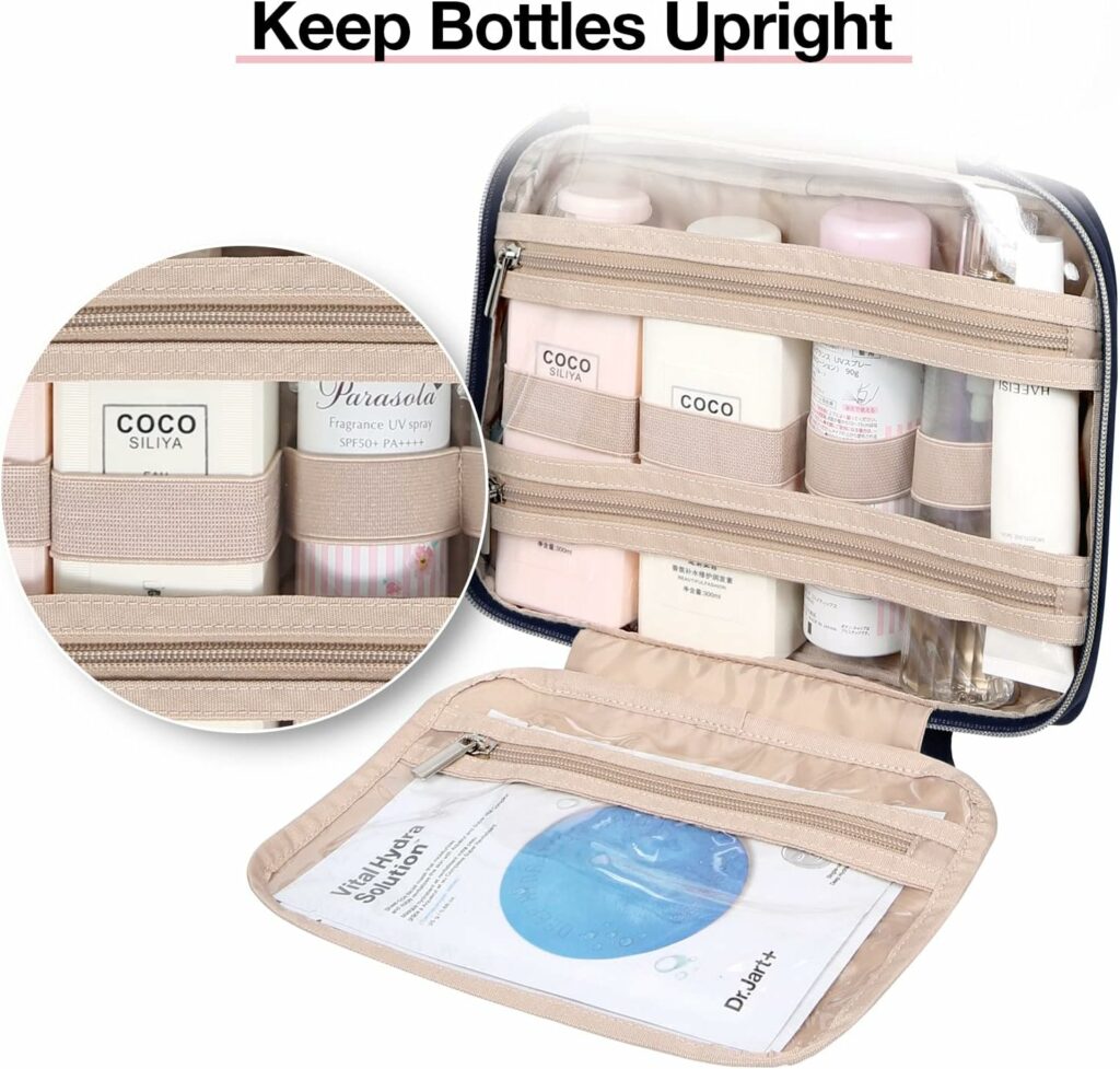 BAGSMART Toiletry Bag Hanging Travel Makeup Organizer with TSA Approved Transparent Cosmetic Bag Makeup Bag for Full Sized Toiletries, Large-Pink BAGSMART Toiletry Bag Hanging Travel Makeup Organizer with TSA Approved Transparent Cosmetic Bag Makeup Bag for Full Sized Toiletries, Large-Pink