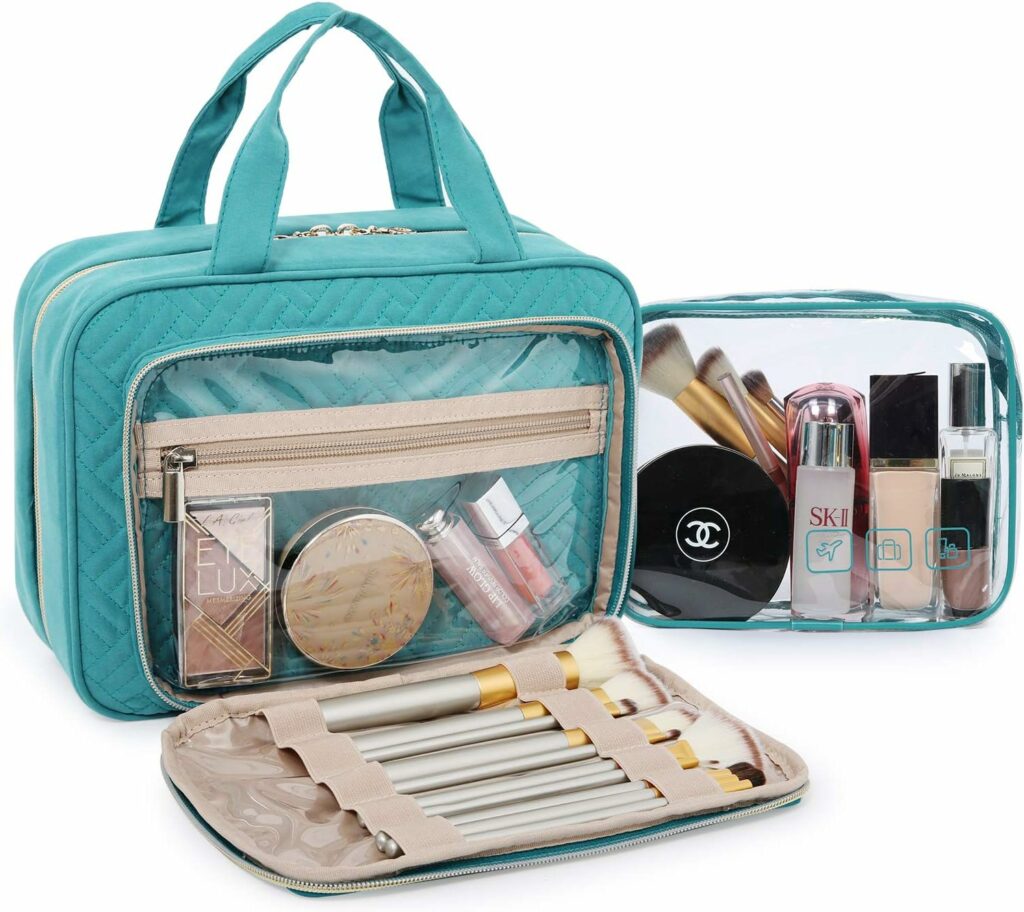 BAGSMART Toiletry Bag Hanging Travel Makeup Organizer with TSA Approved Transparent Cosmetic Bag Makeup Bag for Full Sized Toiletries, Large-Pink BAGSMART Toiletry Bag Hanging Travel Makeup Organizer with TSA Approved Transparent Cosmetic Bag Makeup Bag for Full Sized Toiletries, Large-Pink