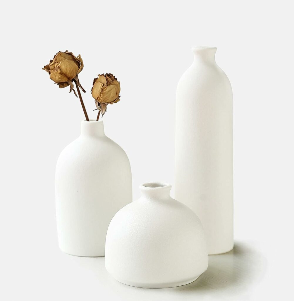 Black Ceramic Vase Set of 3,Small Flower Vases for Home Rustic Decor,Modern Farmhouse Decor,Shelf Decor,Table Decor and Mantel Decor Black Ceramic Vase Set of 3,Small Flower Vases for Home Rustic Decor,Modern Farmhouse Decor,Shelf Decor,Table Decor and Mantel Decor