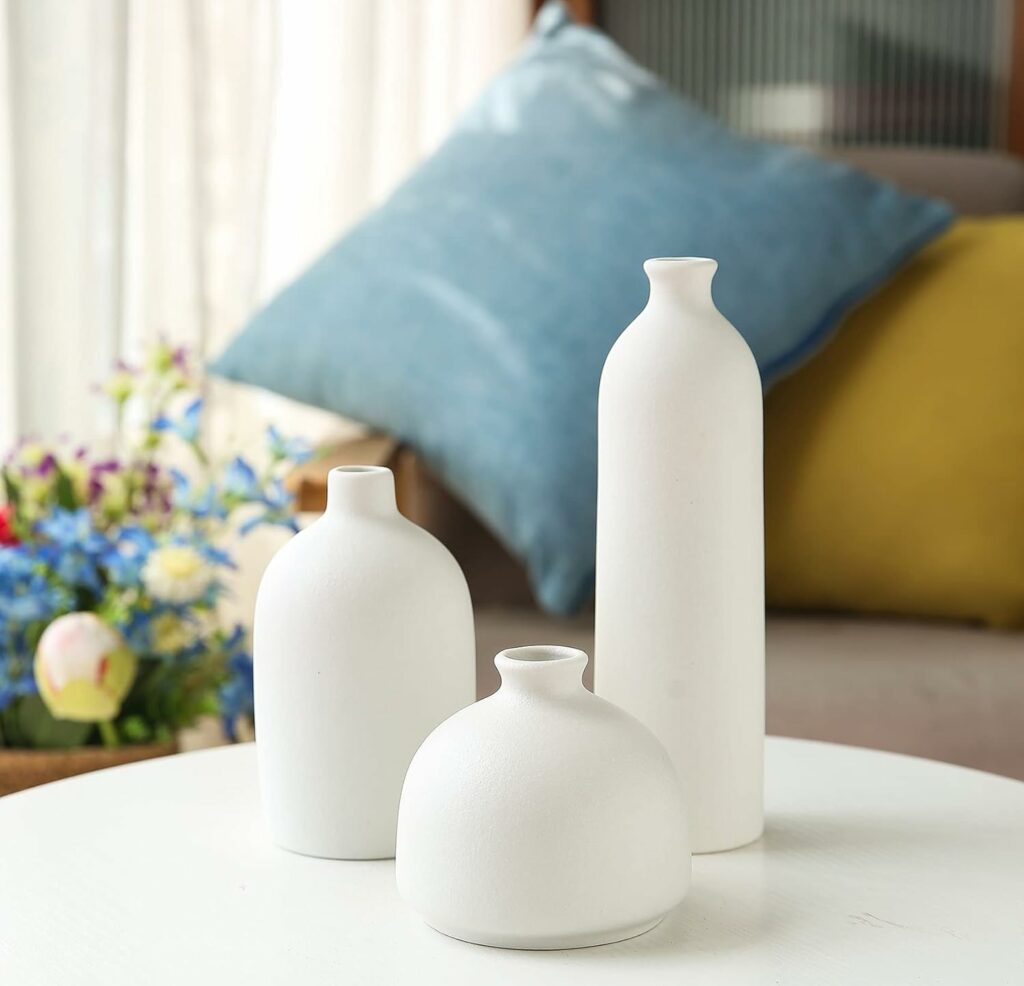 Black Ceramic Vase Set of 3,Small Flower Vases for Home Rustic Decor,Modern Farmhouse Decor,Shelf Decor,Table Decor and Mantel Decor Black Ceramic Vase Set of 3,Small Flower Vases for Home Rustic Decor,Modern Farmhouse Decor,Shelf Decor,Table Decor and Mantel Decor