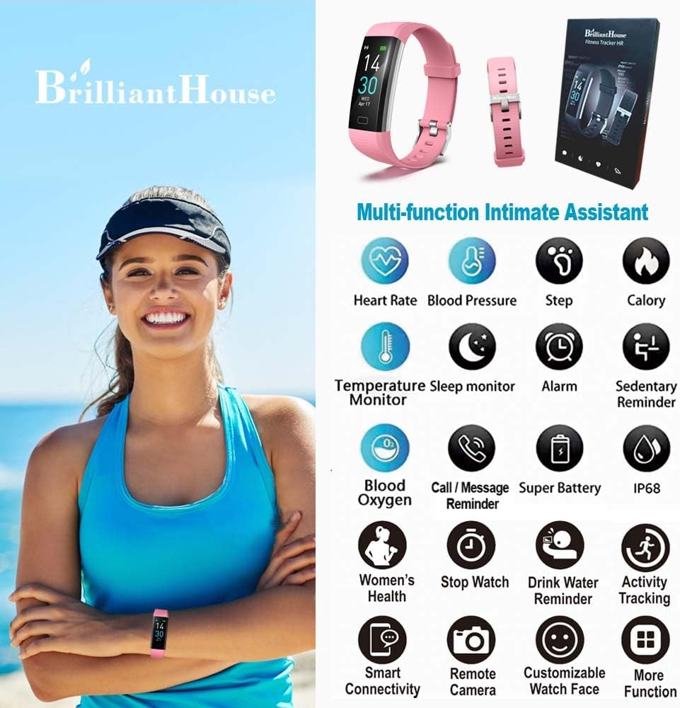 BrilliantHouse Fitness Tracker with Blood Pressure Heart Rate Oxygen Monitor, Activity Sleep  Temperature Smart Watch IP68 Waterproof Pedometer Step Counter for Kids Man Women S5 BrilliantHouse Fitness Tracker with Blood Pressure Heart Rate Oxygen Monitor, Activity Sleep  Temperature Smart Watch IP68 Waterproof Pedometer Step Counter for Kids Man Women S5