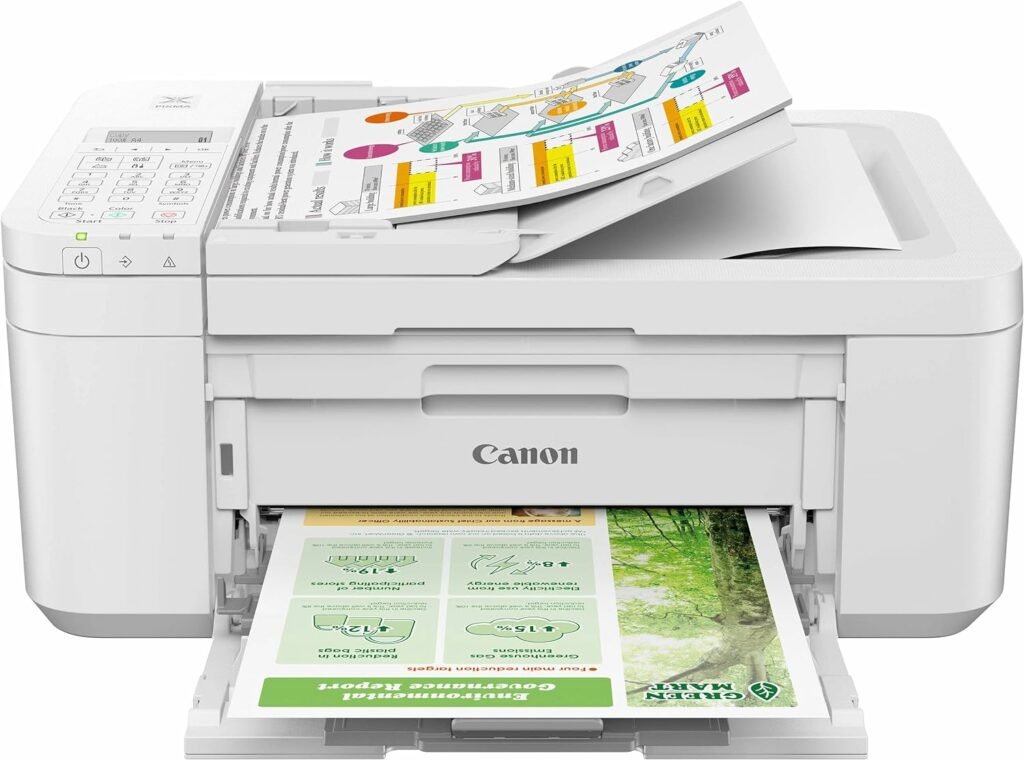 Canon PIXMA TR4720 Wireless Color All-in-One Inkjet Printer, White - Print Copy Scan Fax - 4800 x 1200 dpi, Auto 2-Side Printing, 20-Sheet ADF, 2-Line LCD Display, DAODYANG Printer_Cable Canon PIXMA TR4720 Wireless Color All-in-One Inkjet Printer, White - Print Copy Scan Fax - 4800 x 1200 dpi, Auto 2-Side Printing, 20-Sheet ADF, 2-Line LCD Display, DAODYANG Printer_Cable