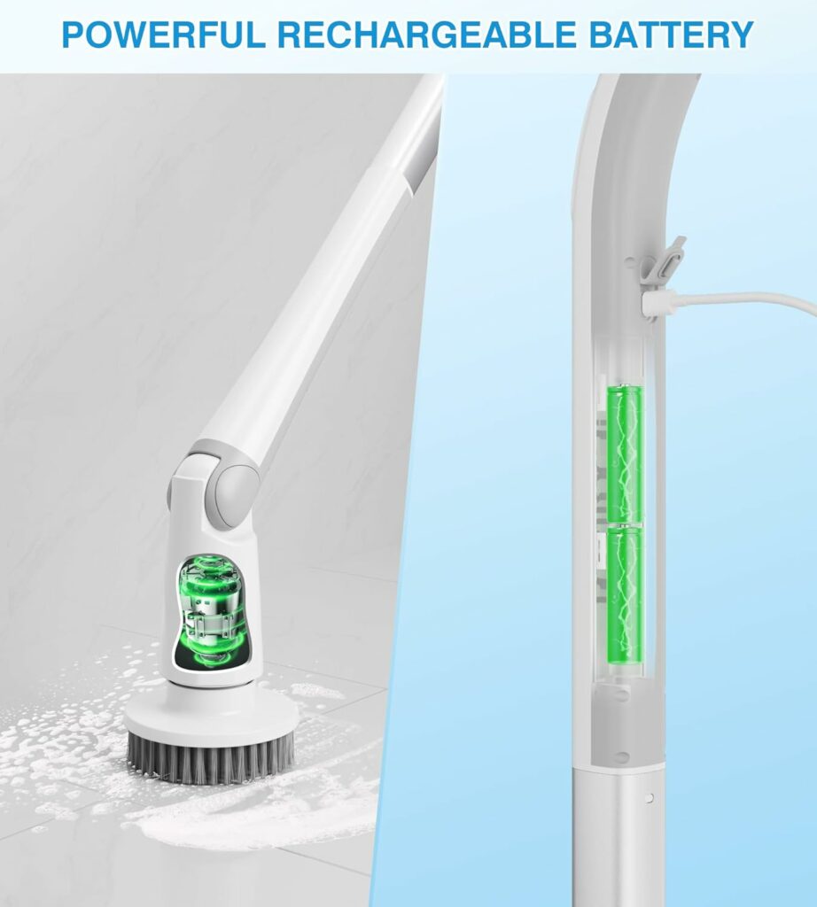 DANKARI Electric Spin Scrubber, Upgrade Cordless Cleaning Household Supplies, 2H for Toilet Shower Floor Grout Bathroom Tile Wall Cleaner 6 Scrub Brush Replacement, Power Spin Mop Kitchen Housekeeping DANKARI Electric Spin Scrubber, Upgrade Cordless Cleaning Household Supplies, 2H for Toilet Shower Floor Grout Bathroom Tile Wall Cleaner 6 Scrub Brush Replacement, Power Spin Mop Kitchen Housekeeping