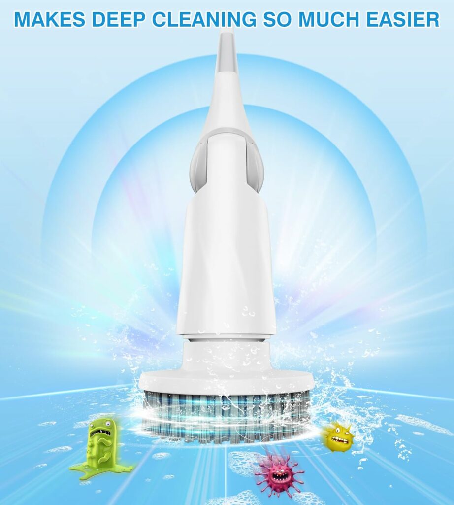 DANKARI Electric Spin Scrubber, Upgrade Cordless Cleaning Household Supplies, 2H for Toilet Shower Floor Grout Bathroom Tile Wall Cleaner 6 Scrub Brush Replacement, Power Spin Mop Kitchen Housekeeping DANKARI Electric Spin Scrubber, Upgrade Cordless Cleaning Household Supplies, 2H for Toilet Shower Floor Grout Bathroom Tile Wall Cleaner 6 Scrub Brush Replacement, Power Spin Mop Kitchen Housekeeping