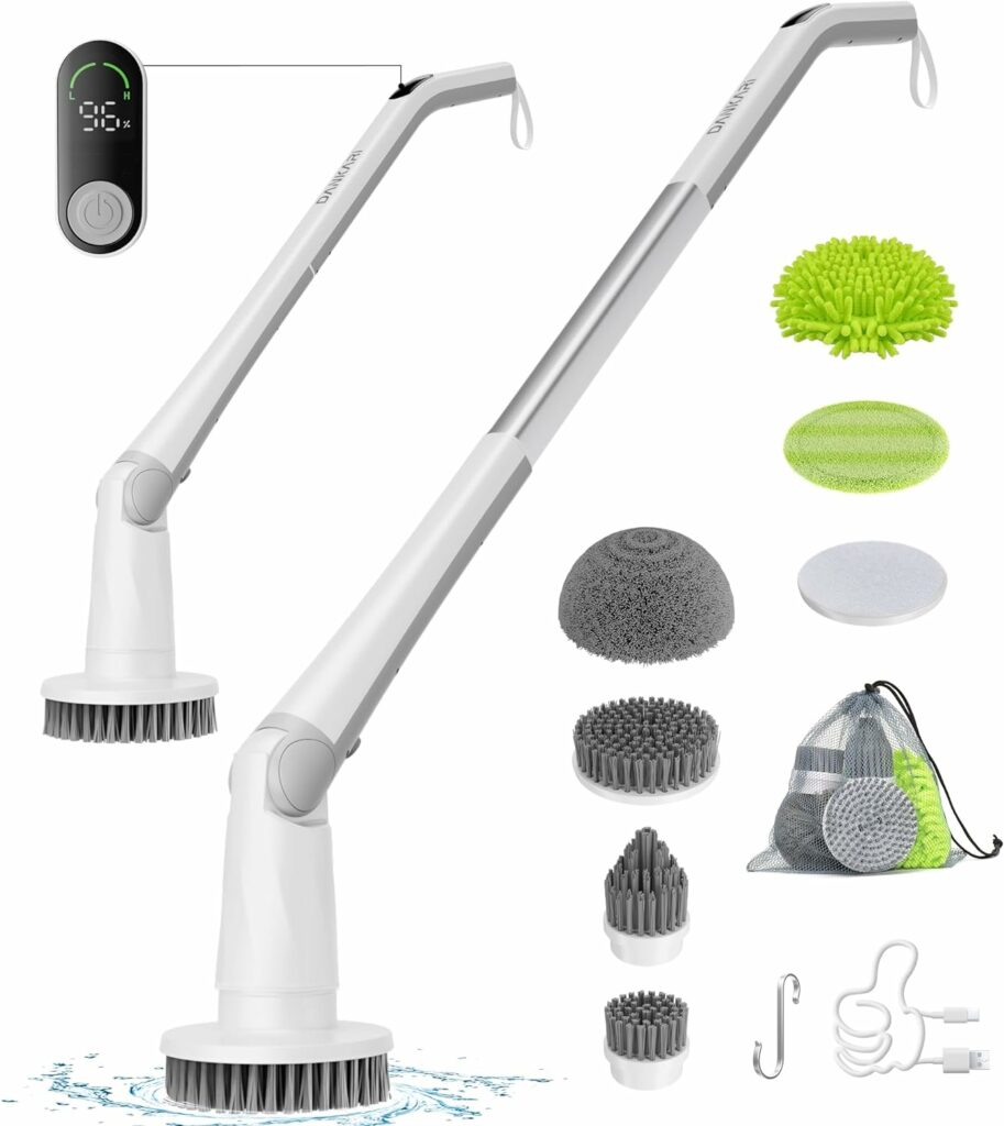 DANKARI Electric Spin Scrubber, Upgrade Cordless Cleaning Household Supplies, 2H for Toilet Shower Floor Grout Bathroom Tile Wall Cleaner 6 Scrub Brush Replacement, Power Spin Mop Kitchen Housekeeping DANKARI Electric Spin Scrubber, Upgrade Cordless Cleaning Household Supplies, 2H for Toilet Shower Floor Grout Bathroom Tile Wall Cleaner 6 Scrub Brush Replacement, Power Spin Mop Kitchen Housekeeping