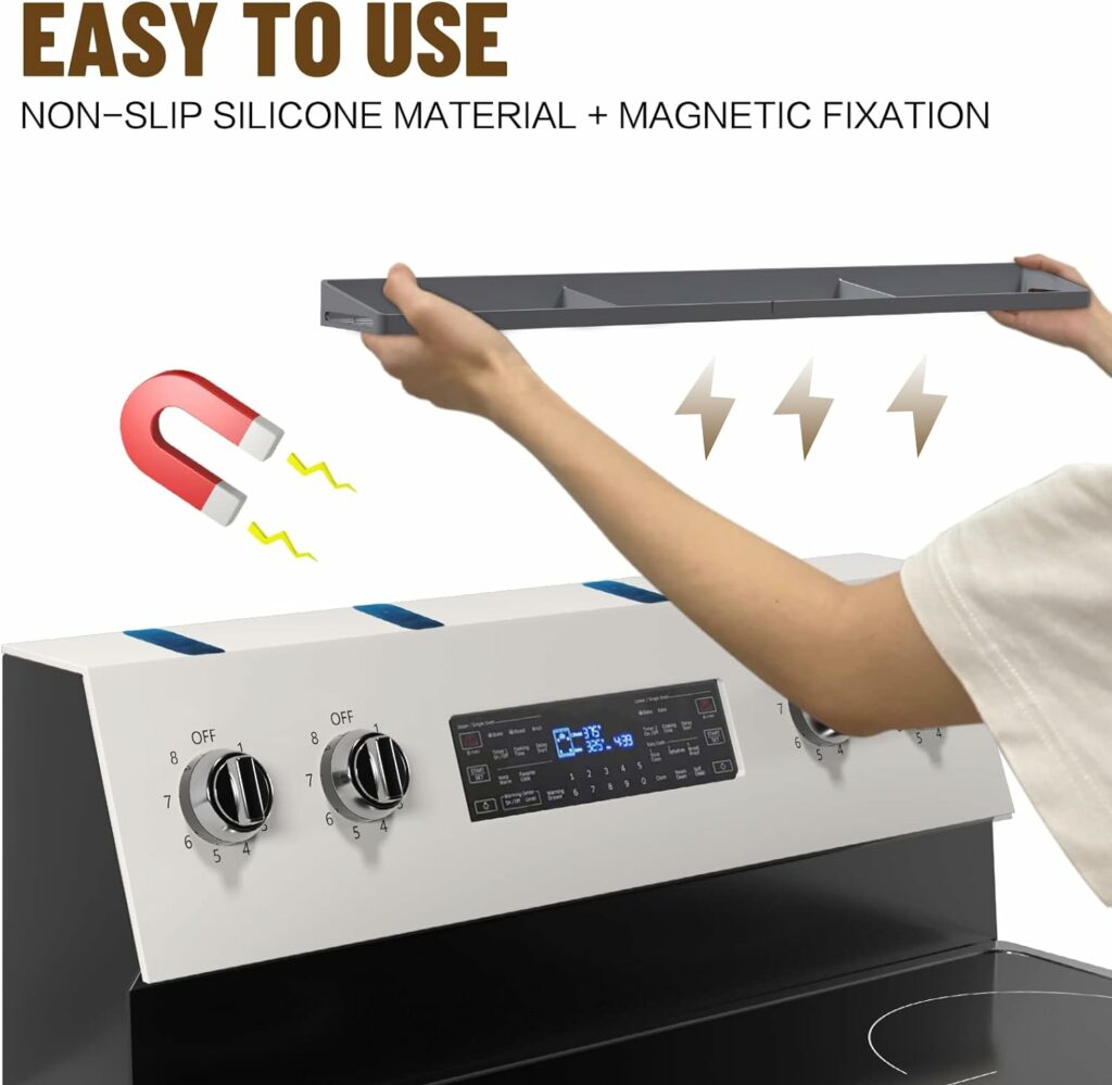 Dreacompy Kitchen Stove Top Shelf, Magnetic installation Stovetop Oven Organization Shelf, 30 Inch Silicone Material, Easy To Clean, Spice Storage Organizer (grey) Dreacompy Kitchen Stove Top Shelf, Magnetic installation Stovetop Oven Organization Shelf, 30 Inch Silicone Material, Easy To Clean, Spice Storage Organizer (grey)