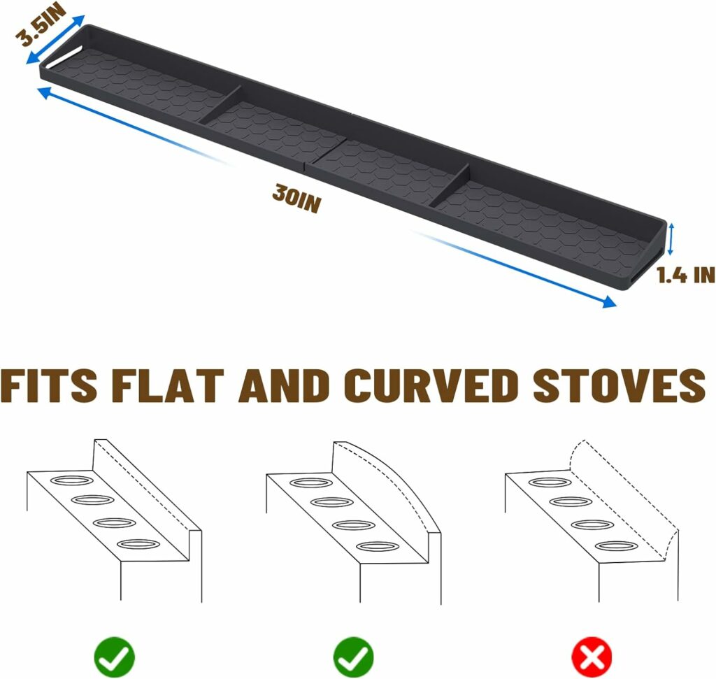 Dreacompy Kitchen Stove Top Shelf, Magnetic installation Stovetop Oven Organization Shelf, 30 Inch Silicone Material, Easy To Clean, Spice Storage Organizer (grey) Dreacompy Kitchen Stove Top Shelf, Magnetic installation Stovetop Oven Organization Shelf, 30 Inch Silicone Material, Easy To Clean, Spice Storage Organizer (grey)