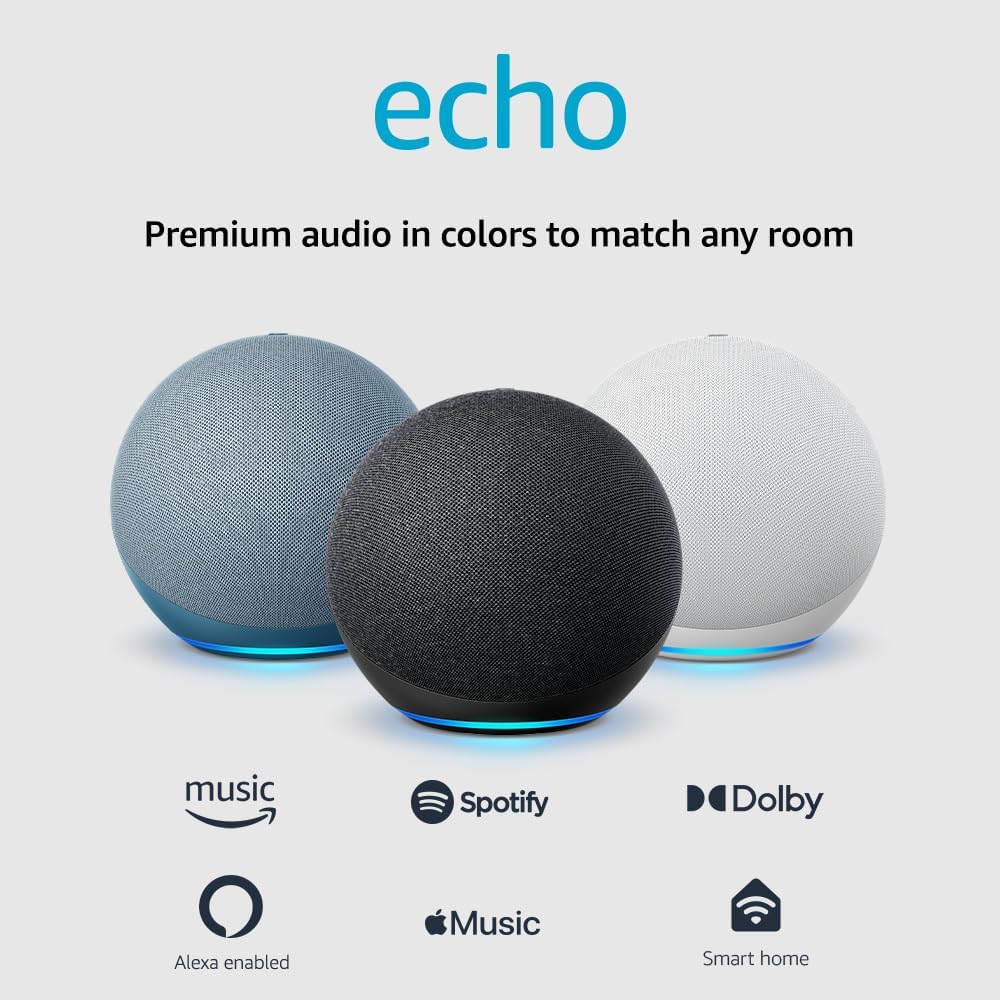 Echo (4th Gen) | Premium Bluetooth smart speaker with HD sound, smart home hub, eero Built-in, and Alexa | Twilight Blue Echo (4th Gen) | Premium Bluetooth smart speaker with HD sound, smart home hub, eero Built-in, and Alexa | Twilight Blue