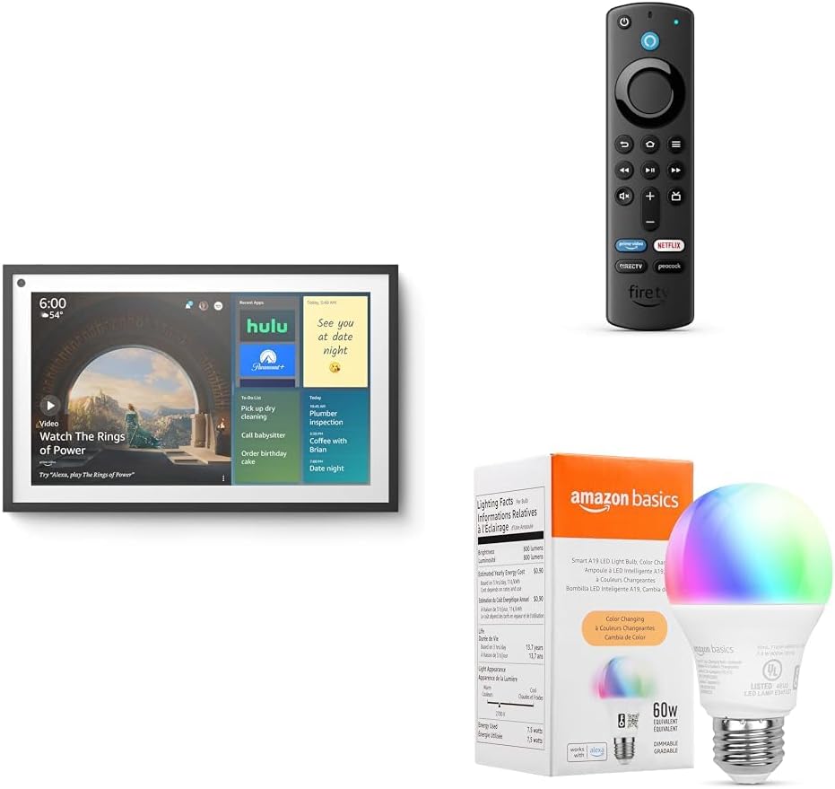 Echo Show 15 Bundle. Includes Echo Show 15 | Full HD 15.6 smart display with Alexa and Fire TV built in, Remote, and Frame included Echo Show 15 Bundle. Includes Echo Show 15 | Full HD 15.6 smart display with Alexa and Fire TV built in, Remote, and Frame included