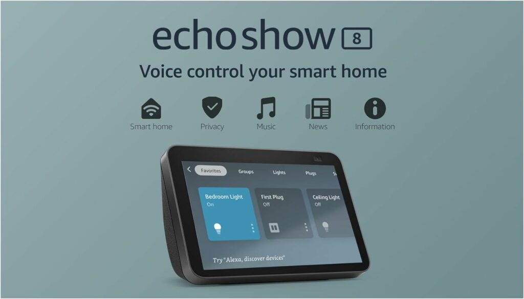 Echo Show 8 (2nd Gen, 2021 release) | HD smart display with stereo speakers and Alexa | Charcoal Echo Show 8 (2nd Gen, 2021 release) | HD smart display with stereo speakers and Alexa | Charcoal