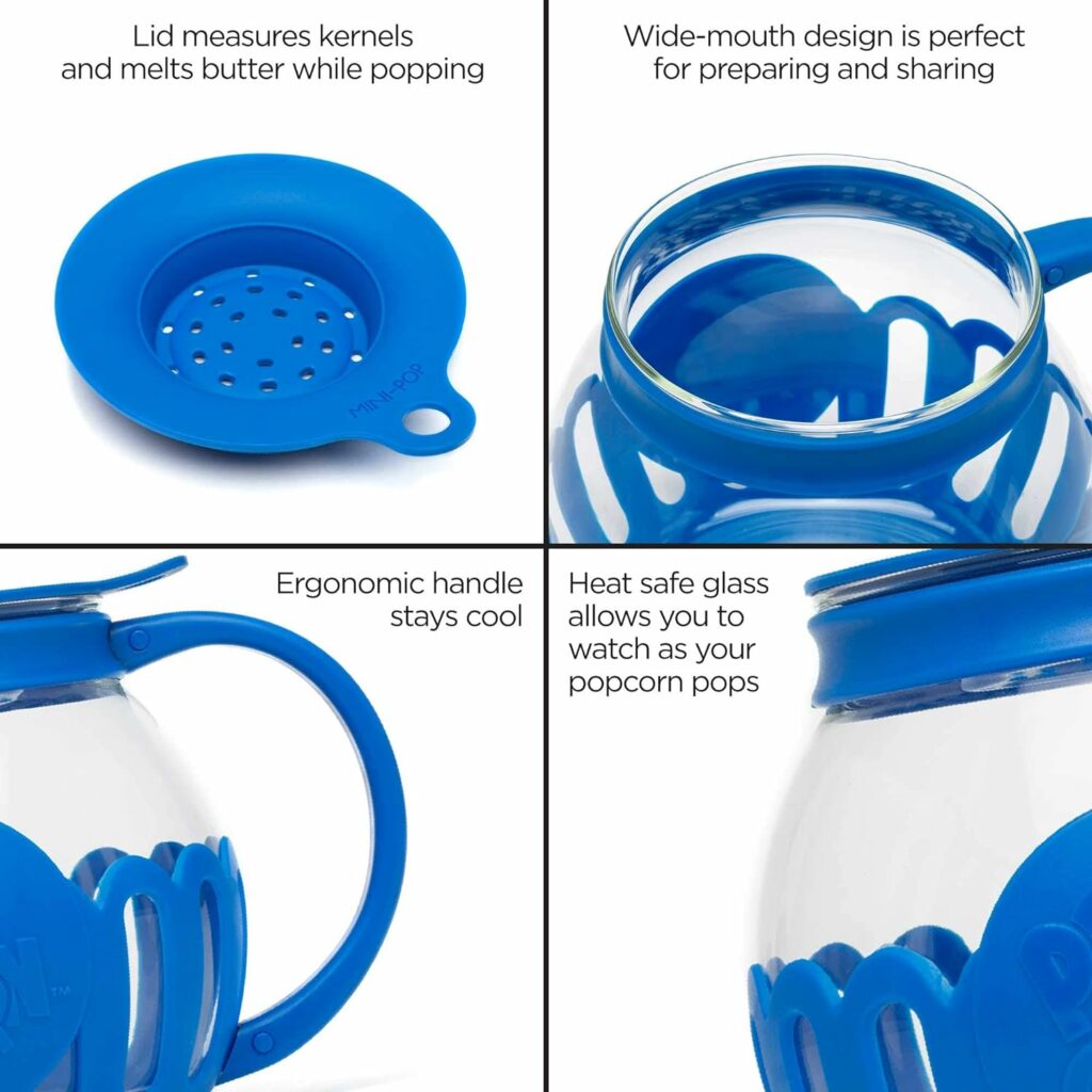 Ecolution Patented Micro-Pop Microwave Popcorn Popper with Temperature Safe Glass, 3-in-1 Lid Measures Kernels and Melts Butter, Made Without BPA, Dishwasher Safe, 1.5-Quart, Aqua Ecolution Patented Micro-Pop Microwave Popcorn Popper with Temperature Safe Glass, 3-in-1 Lid Measures Kernels and Melts Butter, Made Without BPA, Dishwasher Safe, 1.5-Quart, Aqua