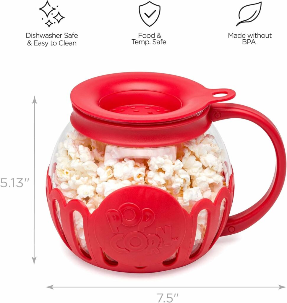 Ecolution Patented Micro-Pop Microwave Popcorn Popper with Temperature Safe Glass, 3-in-1 Lid Measures Kernels and Melts Butter, Made Without BPA, Dishwasher Safe, 1.5-Quart, Aqua Ecolution Patented Micro-Pop Microwave Popcorn Popper with Temperature Safe Glass, 3-in-1 Lid Measures Kernels and Melts Butter, Made Without BPA, Dishwasher Safe, 1.5-Quart, Aqua