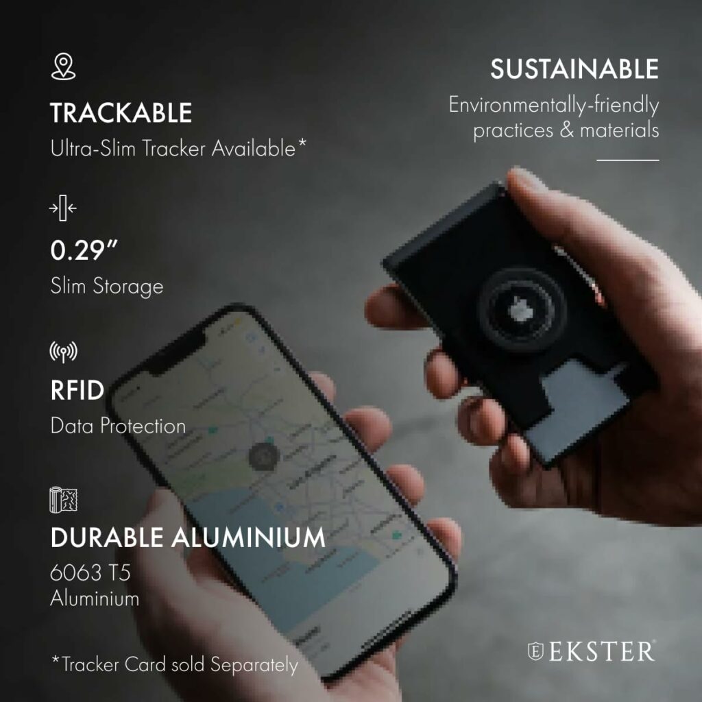 Ekster Aluminum AirTag Wallet | Smart Wallets for Men | Apple Air Tag Wallet with RFID Blocking Protective Layer | Slim  Minimalist Money Holder with Push Button for Quick Card Access (Graphite) Ekster Aluminum AirTag Wallet | Smart Wallets for Men | Apple Air Tag Wallet with RFID Blocking Protective Layer | Slim  Minimalist Money Holder with Push Button for Quick Card Access (Graphite)