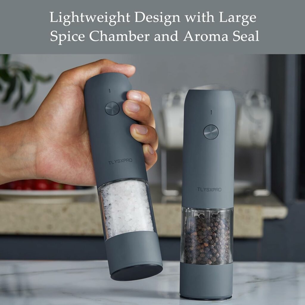 Electric Salt and Pepper Grinder Set, USB Rechargeable, Automatic Salt and Pepper Mill Grinder with Adjustable Coarseness, Electric Salt Shakers, LED Light, Refillable (2 Packs, Buttercream): Home  Kitchen Electric Salt and Pepper Grinder Set, USB Rechargeable, Automatic Salt and Pepper Mill Grinder with Adjustable Coarseness, Electric Salt Shakers, LED Light, Refillable (2 Packs, Buttercream): Home  Kitchen