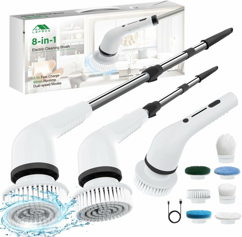 Electric Spin Scrubber for Bathroom, Cordless Cleaning Brush with 7 Replaceable Brush Heads. 2 Speeds Power Scrubber Brush for Bathroom Tub, Floor, Car, Tile. Unique Gift for Women Wife Grandma Friend Electric Spin Scrubber for Bathroom, Cordless Cleaning Brush with 7 Replaceable Brush Heads. 2 Speeds Power Scrubber Brush for Bathroom Tub, Floor, Car, Tile. Unique Gift for Women Wife Grandma Friend
