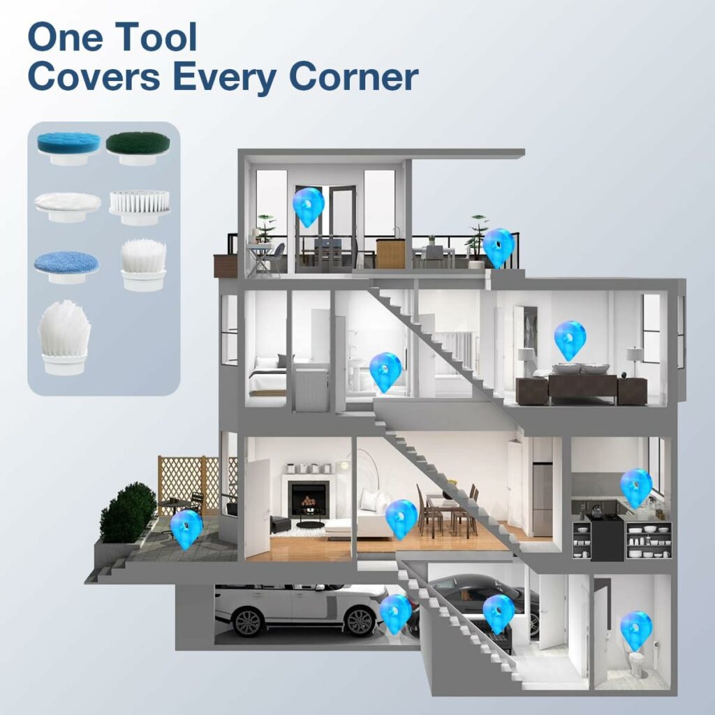 Electric Spin Scrubber for Bathroom, Cordless Cleaning Brush with 7 Replaceable Brush Heads. 2 Speeds Power Scrubber Brush for Bathroom Tub, Floor, Car, Tile. Unique Gift for Women Wife Grandma Friend Electric Spin Scrubber for Bathroom, Cordless Cleaning Brush with 7 Replaceable Brush Heads. 2 Speeds Power Scrubber Brush for Bathroom Tub, Floor, Car, Tile. Unique Gift for Women Wife Grandma Friend