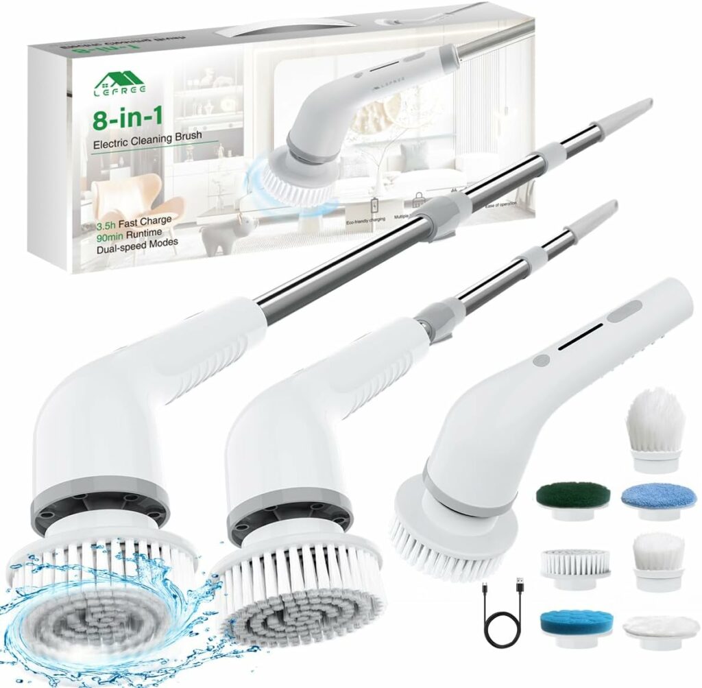 Electric Spin Scrubber for Bathroom, Cordless Cleaning Brush with 7 Replaceable Brush Heads. 2 Speeds Power Scrubber Brush for Bathroom Tub, Floor, Car, Tile. Unique Gift for Women Wife Grandma Friend Electric Spin Scrubber for Bathroom, Cordless Cleaning Brush with 7 Replaceable Brush Heads. 2 Speeds Power Scrubber Brush for Bathroom Tub, Floor, Car, Tile. Unique Gift for Women Wife Grandma Friend
