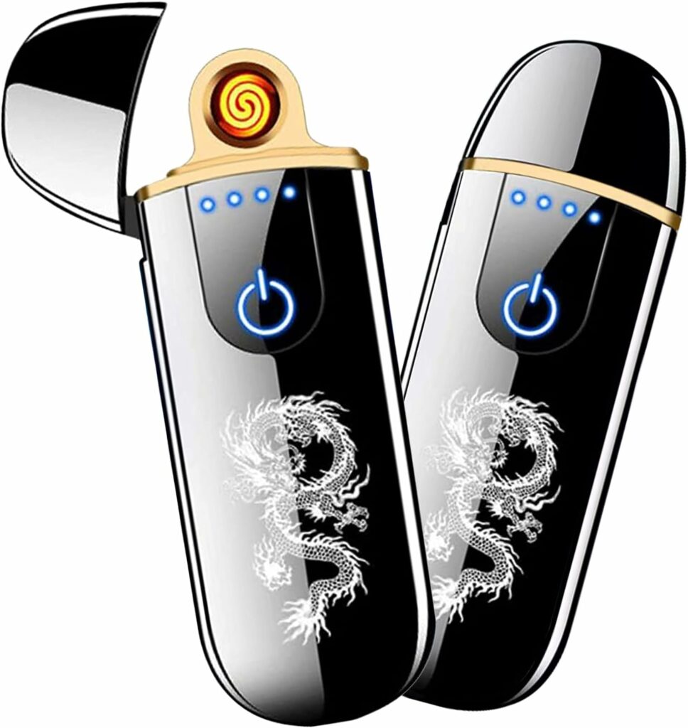 Electronic Lighter, Smart USB Rechargeable Lighter,Mini Electric Lighter Touch Ignition Windproof Flameless Lighter Plasma Lighter with Battery Indicator for Men Father Gifts (Dragon) Electronic Lighter, Smart USB Rechargeable Lighter,Mini Electric Lighter Touch Ignition Windproof Flameless Lighter Plasma Lighter with Battery Indicator for Men Father Gifts (Dragon)