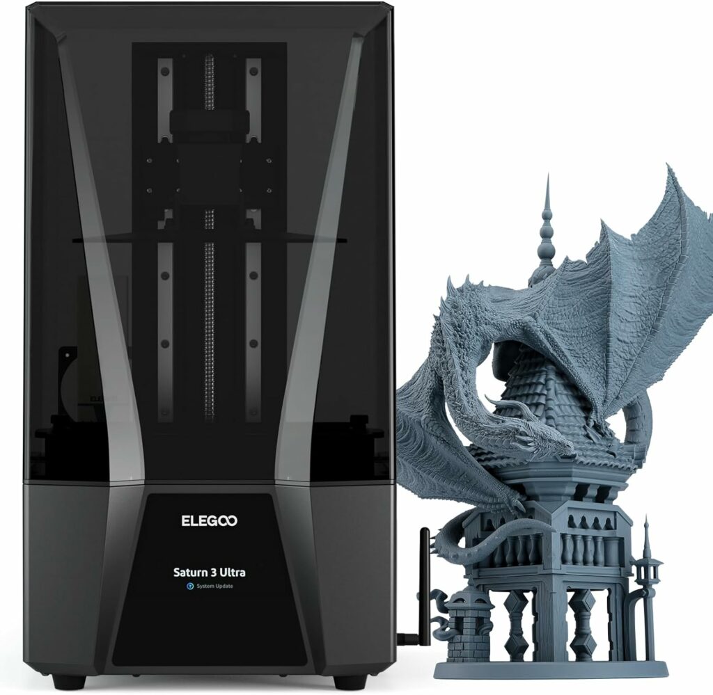 ELEGOO Saturn 3 UItra MSLA 3D Printer, Desktop Resin 3D Printer with 10-Inch 12K Monochrome LCD, Wi-Fi Transfer, ACF Release Liner Film, 8.62x4.84x10.24 Inch Large Printing Size ELEGOO Saturn 3 UItra MSLA 3D Printer, Desktop Resin 3D Printer with 10-Inch 12K Monochrome LCD, Wi-Fi Transfer, ACF Release Liner Film, 8.62x4.84x10.24 Inch Large Printing Size