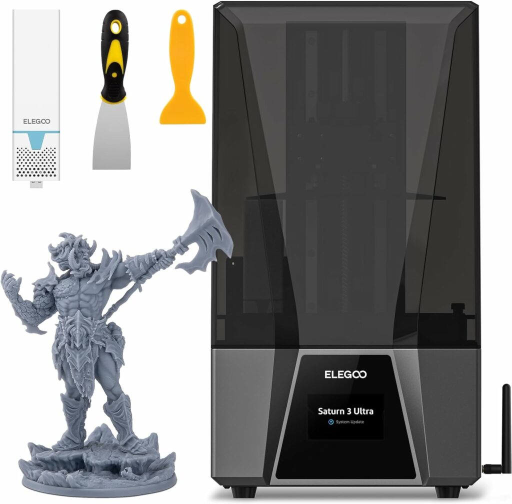 ELEGOO Saturn 3 Ultra 12K MSLA 3D Printer with 10 Monochrome LCD COB Refractive Light Source ACF Release Film WiFi Transfer Printing Size 218.88mm*122.88mm*260mm ELEGOO Saturn 3 Ultra 12K MSLA 3D Printer with 10 Monochrome LCD COB Refractive Light Source ACF Release Film WiFi Transfer Printing Size 218.88mm*122.88mm*260mm
