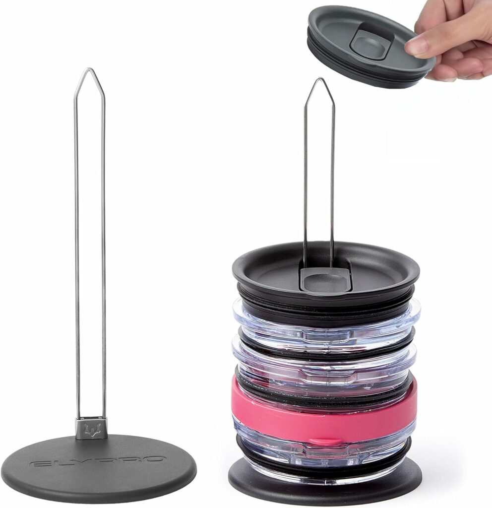 ELYPRO - Revolutionary Tumbler Lid Organizer - Space-Saving Design - Slim Vertical Storage for Up to 10 Lids, Clutter-Free Kitchen Cabinets and Countertops Organization ELYPRO - Revolutionary Tumbler Lid Organizer - Space-Saving Design - Slim Vertical Storage for Up to 10 Lids, Clutter-Free Kitchen Cabinets and Countertops Organization