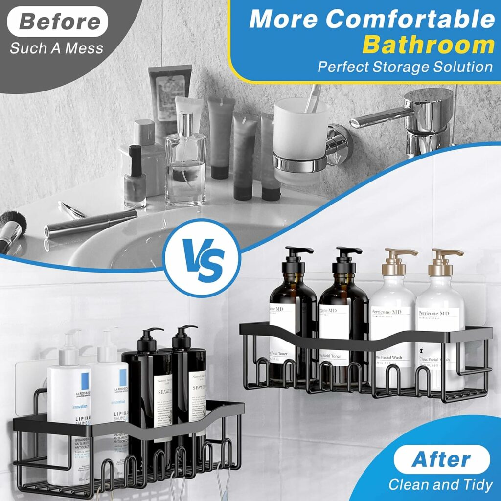 EUDELE Shower Caddy 5 Pack,Adhesive Shower Organizer for Bathroom StorageKitchen,No Drilling,Large Capacity,Rustproof Stainless Steel Bathroom Organizer,Bathroom Shower Shelves for Inside Shower Rack EUDELE Shower Caddy 5 Pack,Adhesive Shower Organizer for Bathroom StorageKitchen,No Drilling,Large Capacity,Rustproof Stainless Steel Bathroom Organizer,Bathroom Shower Shelves for Inside Shower Rack