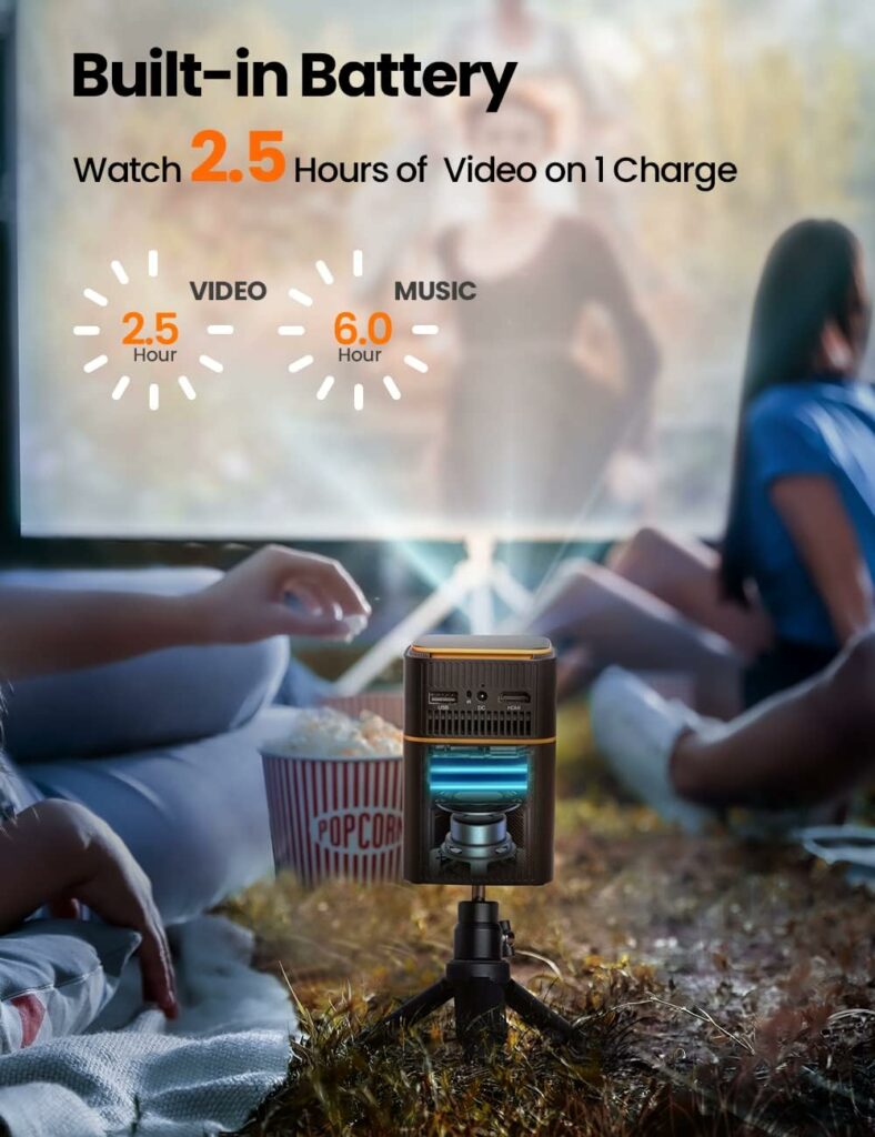 FATORK Mini Projector, 5G WiFi 6 Bluetooth Short Throw Projector, HD 1080P DLP Portable Projector with Rechargeable Battery, 1G Memory, Support Phone Laptop, Compatible with iOS/Android/HDMI/USB FATORK Mini Projector, 5G WiFi 6 Bluetooth Short Throw Projector, HD 1080P DLP Portable Projector with Rechargeable Battery, 1G Memory, Support Phone Laptop, Compatible with iOS/Android/HDMI/USB