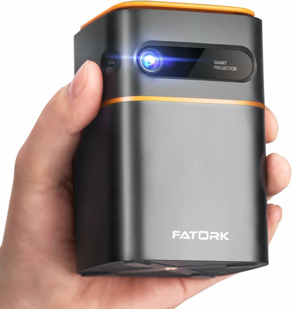 FATORK Mini Projector, 5G WiFi 6 Bluetooth Short Throw Projector, HD 1080P DLP Portable Projector with Rechargeable Battery, 1G Memory, Support Phone Laptop, Compatible with iOS/Android/HDMI/USB FATORK Mini Projector, 5G WiFi 6 Bluetooth Short Throw Projector, HD 1080P DLP Portable Projector with Rechargeable Battery, 1G Memory, Support Phone Laptop, Compatible with iOS/Android/HDMI/USB