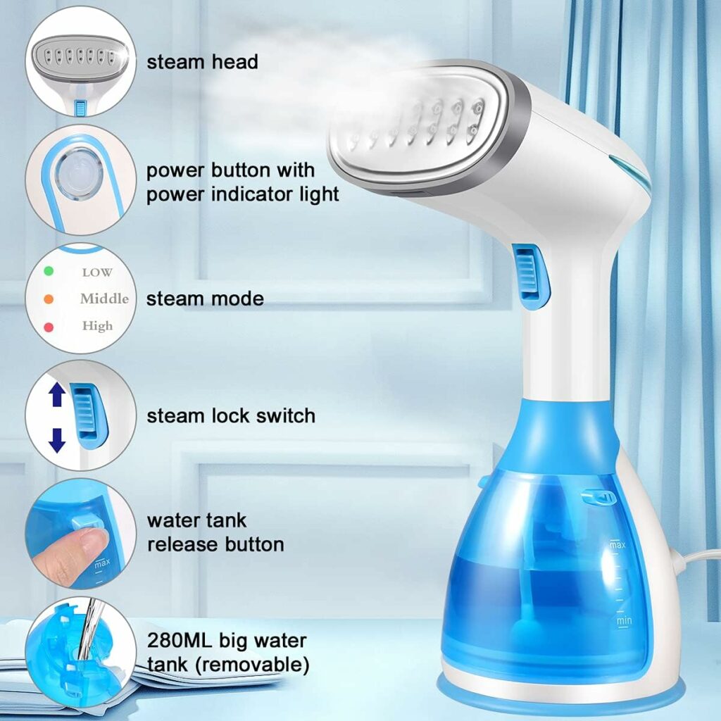 Handheld Steamer for Clothes, 15s Heat-up Portable Clothes Steamer with Ironing Glove, 9.4Oz Capacity Garment Steamer and Fabric Steamer Removes Wrinkles, Steam Iron with Brush for Home Handheld Steamer for Clothes, 15s Heat-up Portable Clothes Steamer with Ironing Glove, 9.4Oz Capacity Garment Steamer and Fabric Steamer Removes Wrinkles, Steam Iron with Brush for Home