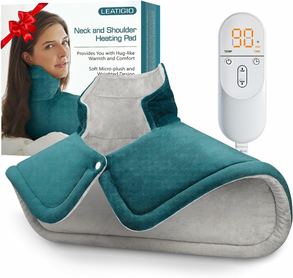 Heating Pad for Neck and Shoulder Pain Relief, Gifts for Mom Women Men Birthday Christmas, 2lb Electric Weighted Heating Pads 6 Heat Setting 2H Auto-Off Home Office 17x23inch Blue Heating Pad for Neck and Shoulder Pain Relief, Gifts for Mom Women Men Birthday Christmas, 2lb Electric Weighted Heating Pads 6 Heat Setting 2H Auto-Off Home Office 17x23inch Blue